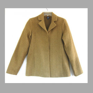 Eileen Fisher Wool bl jacket M Golden brown $398 Snaps USA Unlined Blazer